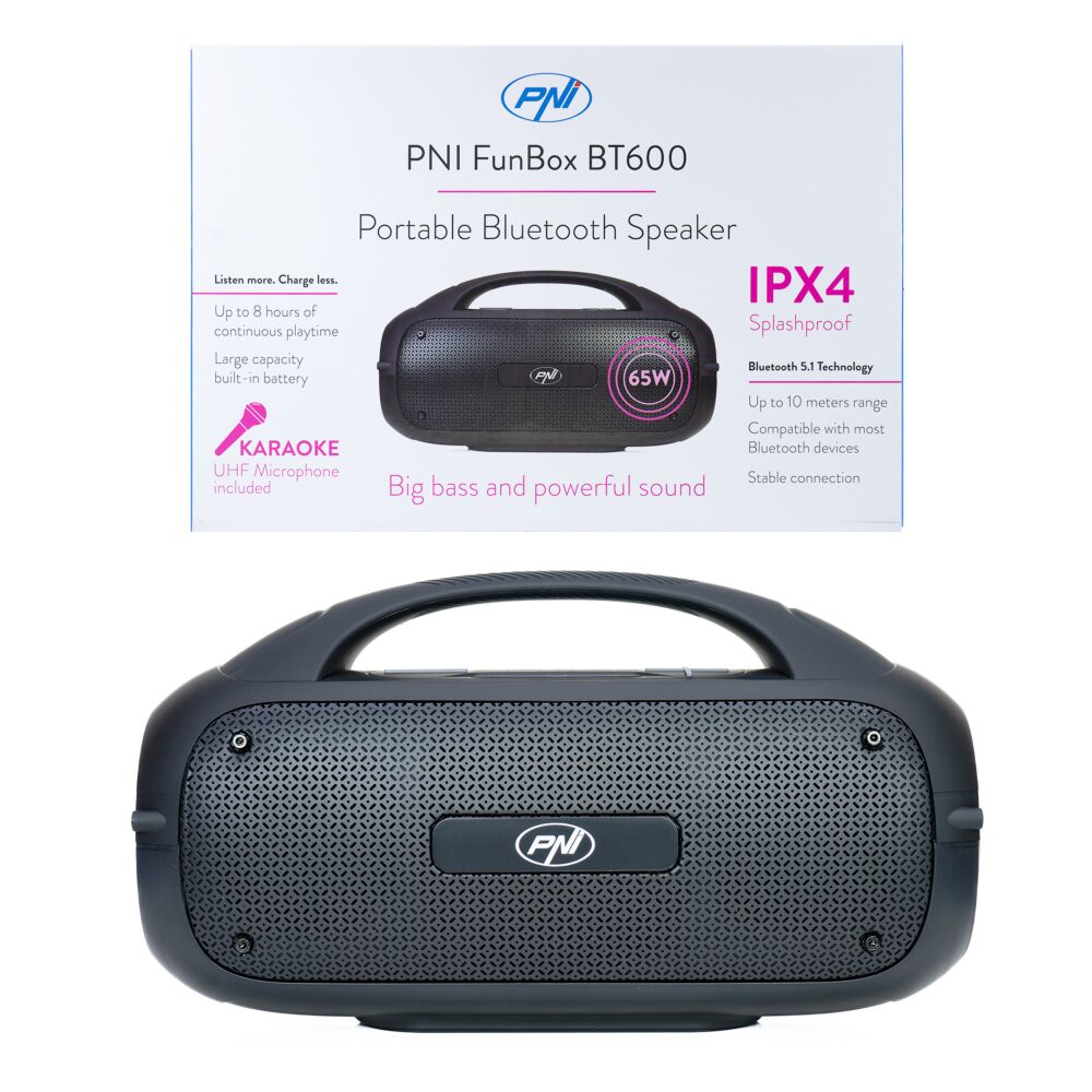 Boxa portabila PNI FunBox BT600, cu Bluetooth, 65W, MP3 player