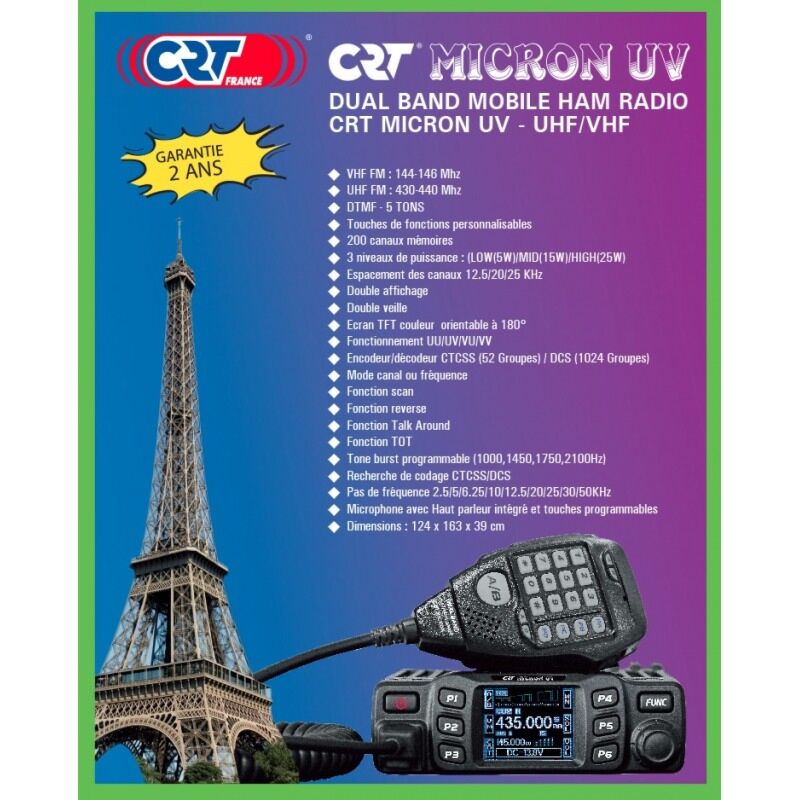 Achetez PACK RADIO VHF MOBILE CRT SPACE COM-V 17W (136-174Mhz) AVEC ANTENNE MAGNETIQUE ET SUPPORT VENTOUSE au meilleur prix chez Equip'Raid
