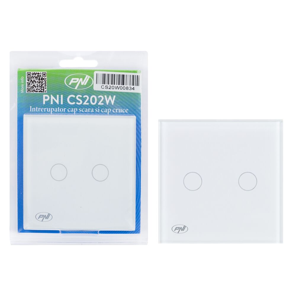 Intrerupator cap scara si cap cruce dublu cu touch PNI CS202W din