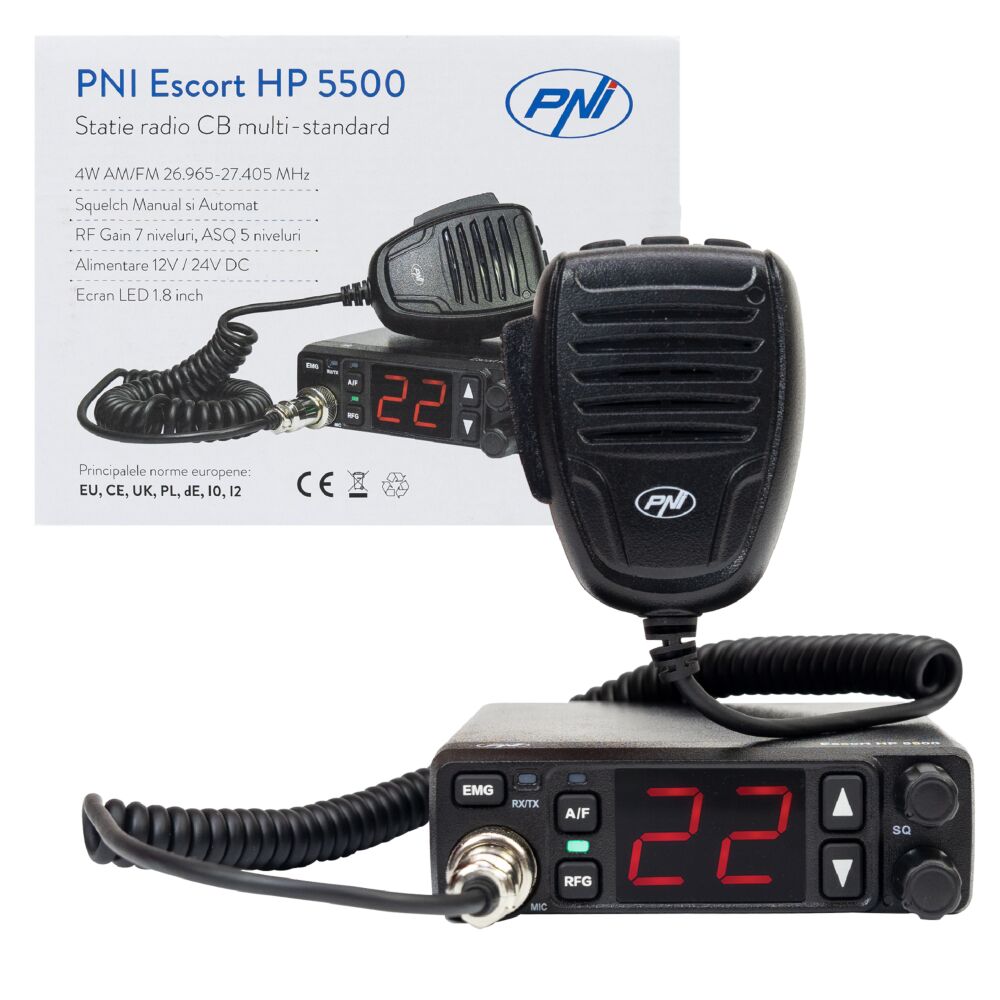 Statie radio CB PNI Escort HP 5500, multistandard, 4W, AM-FM, 12V