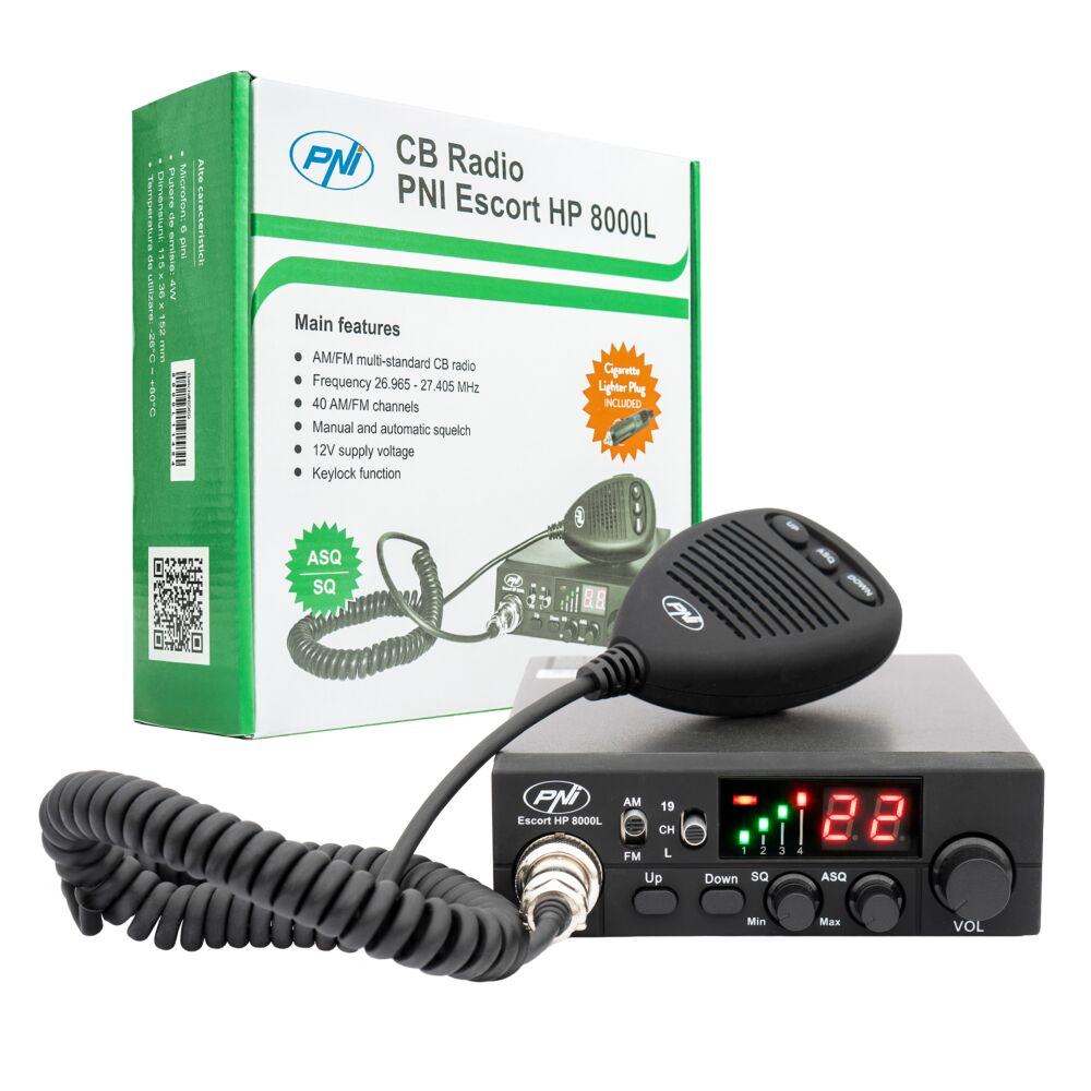 Statie radio CB PNI Escort HP 8000L cu ASQ reglabil, 12V, 4W, Lock
