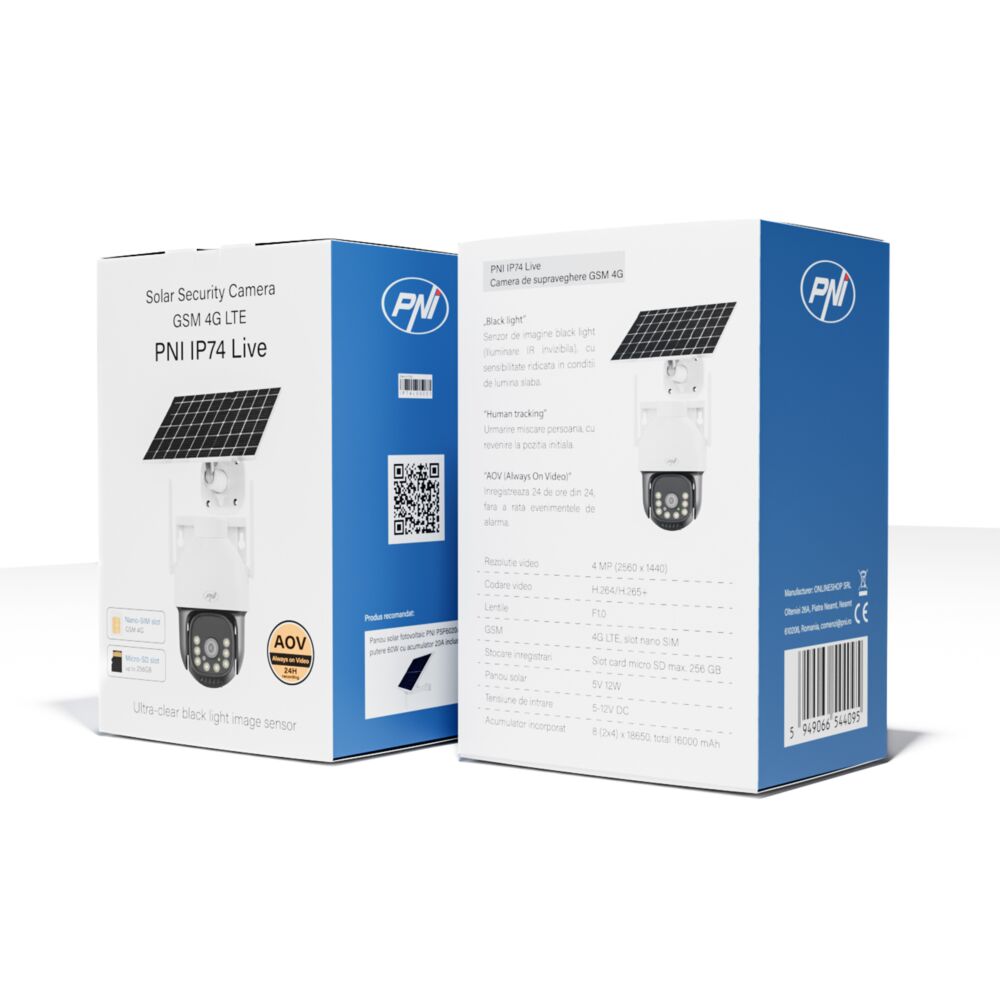 Camera supraveghere video PNI IP74 Live AOV Black Light 4MP GSM 4G
