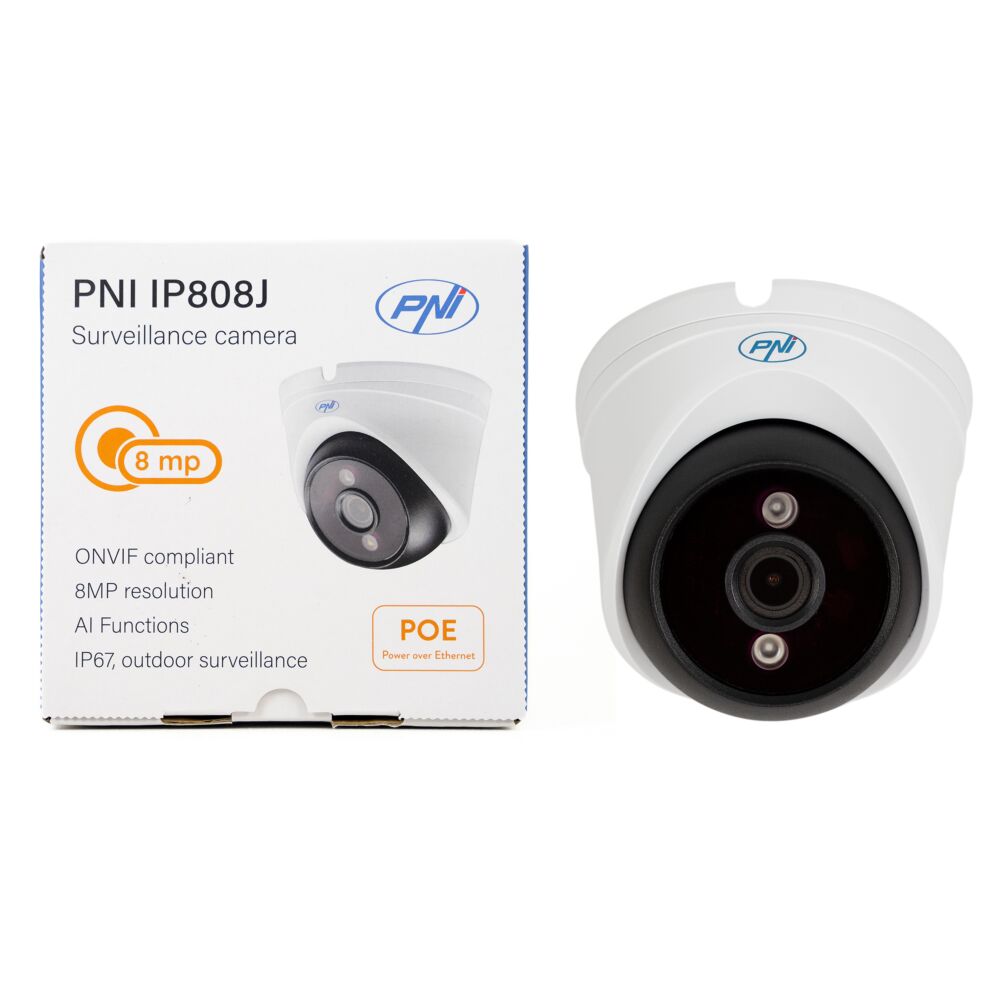 Camera supraveghere video PNI IP808J POE, 8MP, black light