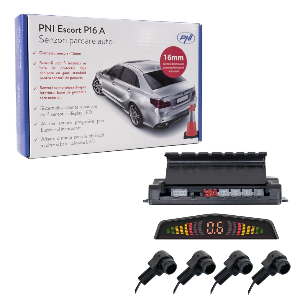 Permeability access Mixed Senzori parcare auto PNI Escort P16 A cu 4 receptori 16mm tip OEM