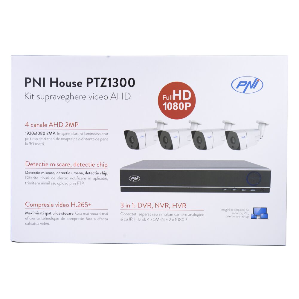 Kit supraveghere video AHD PNI House PTZ1300 Full HD - NVR si 4