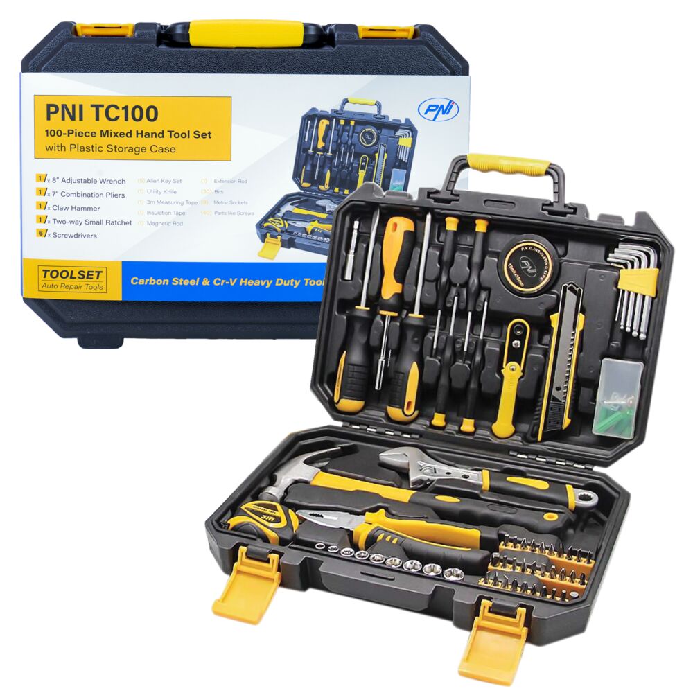 Trusa scule de mana PNI TC100 100 de piese, material Otel Carbon