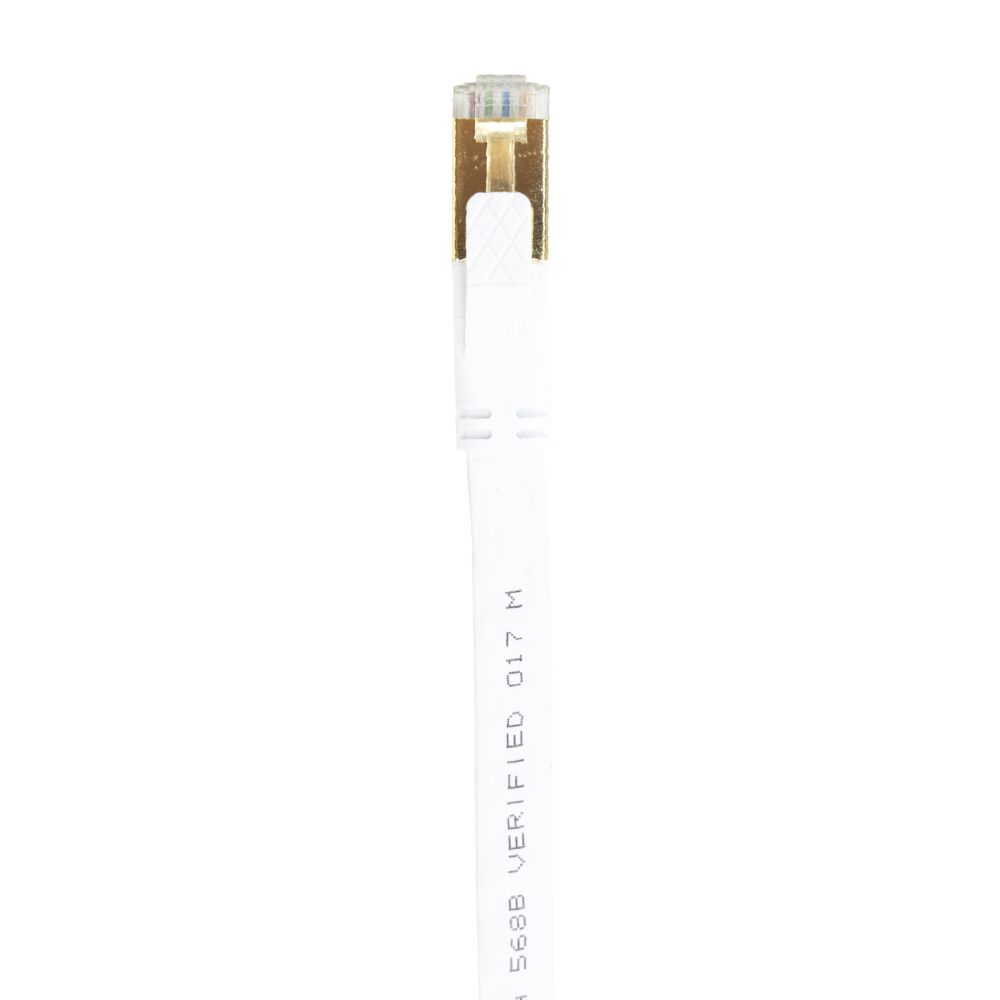 PNI Cavo Di Rete Piatto CAT8 S/STP 5m | 40 Gbps, 2000 MHz, 28AWG, Rame Integrale, RJ45 | Schermato, Bianco, Ideale Per Gaming E Streaming