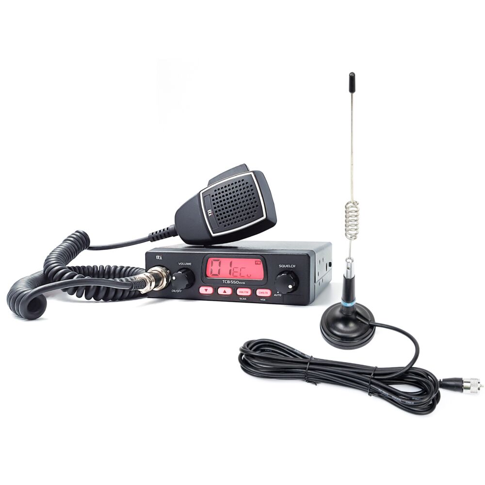 Kit Statie radio CB TTi TCB-550 EVO + Antena CB PNI ML29, lungime