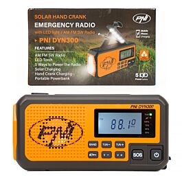 Radio portabil PNI DYN300 cu dinam, incarcare solara, lanterna
