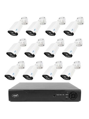 Pachet supraveghere video NVR PNI House IP716 si 12 camere PNI IP125 cu IP, 5MP