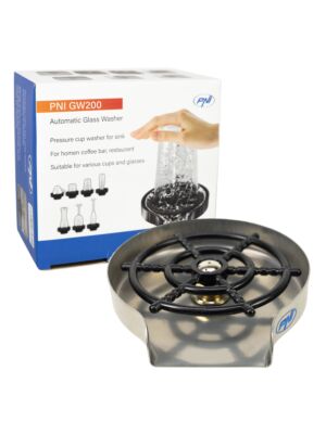 Dispozitiv spalare pahare PNI GW200 pentru bar, restaurant, bucatarie, clatire si spalare rapida, jet cu presiune, racor