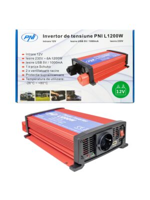 Invertor de tensiune PNI L1200W alimentare 12V
