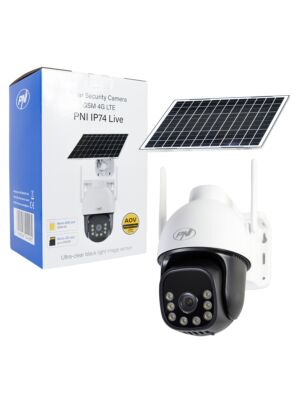 Camera supraveghere video PNI IP74 Live AOV Black Light 4MP GSM 4G cu panou solar si acumulator 16000 mAh Always On Vide