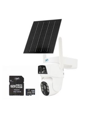 Pachet camera de supraveghere video PNI IP894 GSM 4G PTZ si card de memorie MicroSD PNI 128GB