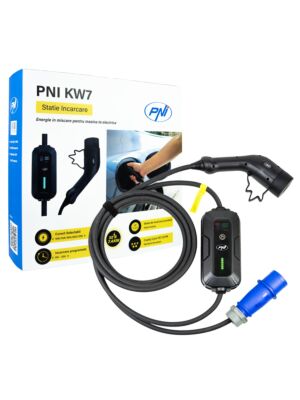 Incarcator portabil PNI KW7 32A, 7.4KW, pentru masini electrice, 230V, monofazat, cablu Type 2 si conector 5 pini IEC621