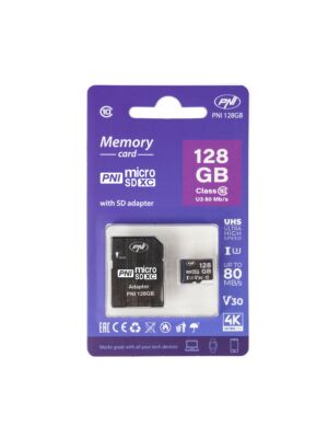 Card de memorie MicroSD PNI 128GB cu adaptor SD