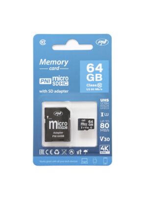 Card de memorie MicroSD PNI 64GB cu adaptor SD
