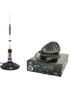 Pachet statie radio CB PNI ESCORT HP 8024 ASQ, 12-24 V, 40 canale,4W + Antena CB PNI ML70 cu magnet