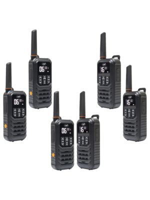 Kit 6 statii radio portabile PNI PMR R80 PRO 0.5W, 16 canale, Waterproof IP67, cu lanterna LED, buton SOS, VOX, USB-C