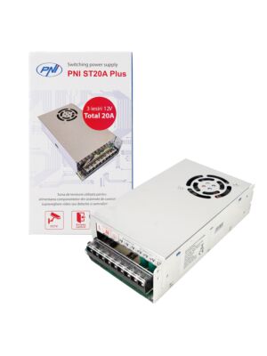 Sursa de tensiune in comutatie PNI ST20A Plus 230V la 12V 20A stabilizata pentru sisteme de supraveghere