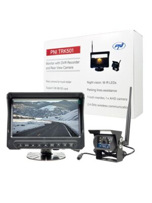 Camera de mers inapoi si monitor LCD wireless PNI TRK501 cu functie DVR, slot card micro SD, LED-uri IR, pentru camion