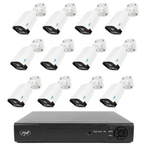 Pachet supraveghere video NVR PNI House IP716 si 12 camere PNI IP125 cu IP, 5MP