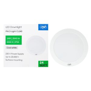 Plafoniera LED PNI D-Light CL240 24W, rotunda 29 cm, 6500K, alimentare 230V, 2640 lm, alb