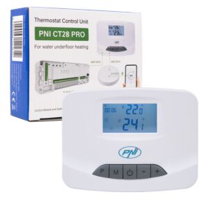 Unitate comanda termostat PNI CT28 PRO fara fir, pentru incalzire in pardoseala compatibil cu Modul de control electrova