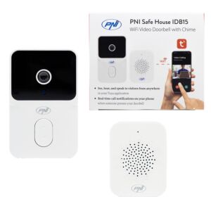 Sonerie video PNI Safe House IDB15 WiFi, vizibilitate noctura, IP54, acumulator incorporat, control din aplicatia Tuya