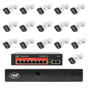 Pachet supraveghere video cu 16 camere, switch si cabluri