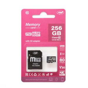 Card de memorie MicroSD PNI 256GB cu adaptor SD