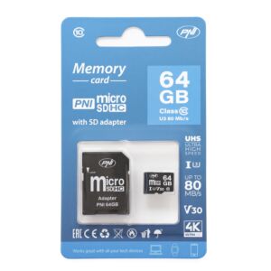 Card de memorie MicroSD PNI 64GB cu adaptor SD