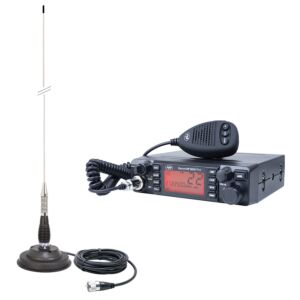 HP 9001 PRO ASQ reglabil, AM-FM, 12V, 4W + Antena CB PNI ML100