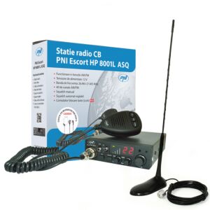 Kit Statie radio CB PNI ESCORT HP 8001L ASQ + Casti HS81L + Antena CB PNI Extra 45 cu magnet