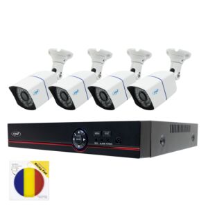 Pachet Kit supraveghere video AHD PNI House PTZ1500 5MP DVR - 4 camere si Sticky Pad Drapel