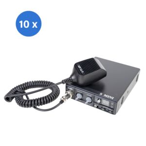 Bax cu 10bc Statie radio CB CRT S Mini Dual Voltage, 12/24V, 4W, cu ASQ, AM-FM