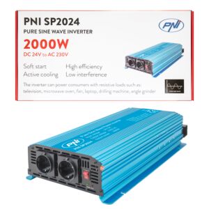 Invertor de tensiune PNI SP2024 alimentare 24V iesire 230V 2000W sinusoida pura