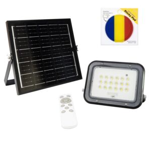 Pachet Reflector LED PNI GreenHouse WS50 PRO 50W cu panou solar 6W cu sticky Pad Drapel inclus